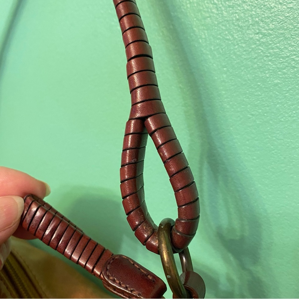 Fossil Small Leather Handbag Rattan Handle - Picture 2 of 11